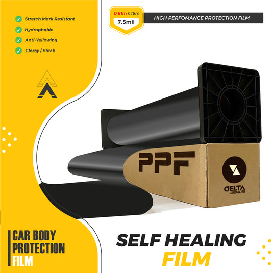 Advance Color Black Glossy TPU Paint Protection Film – 7.5mil (190.5 Micron), Self-Healing Clear PPF