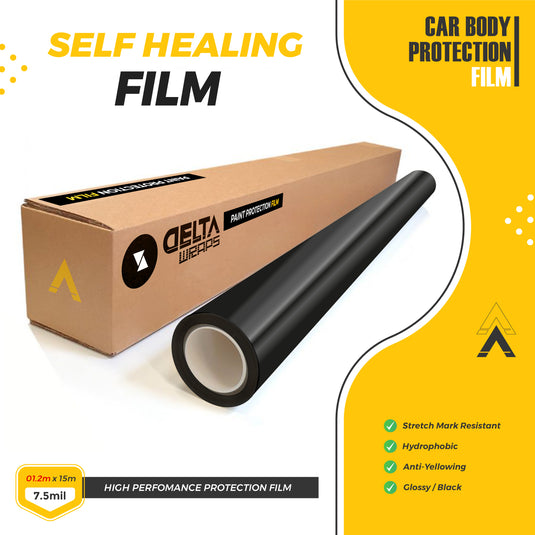 Advance Color Black Glossy TPU Paint Protection Film – 7.5mil (190.5 Micron), Self-Healing Clear PPF