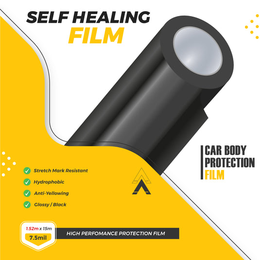 Advance Color Black Glossy TPU Paint Protection Film – 7.5mil (190.5 Micron), Self-Healing Clear PPF
