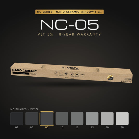 Delta Wraps NC-05 nano ceramic window film, 5% VLT
