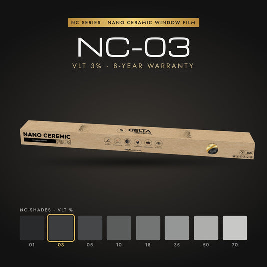 Delta Wraps NC-03 nano ceramic window film, 3% VLT